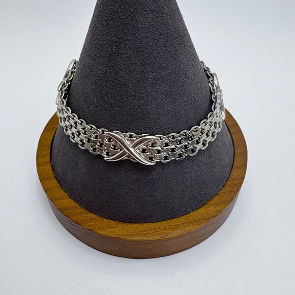 VTG Sterling Silver 925 Interwoven Mesh Chain Bracelet Size 7.5" Length - Picture 2 of 11